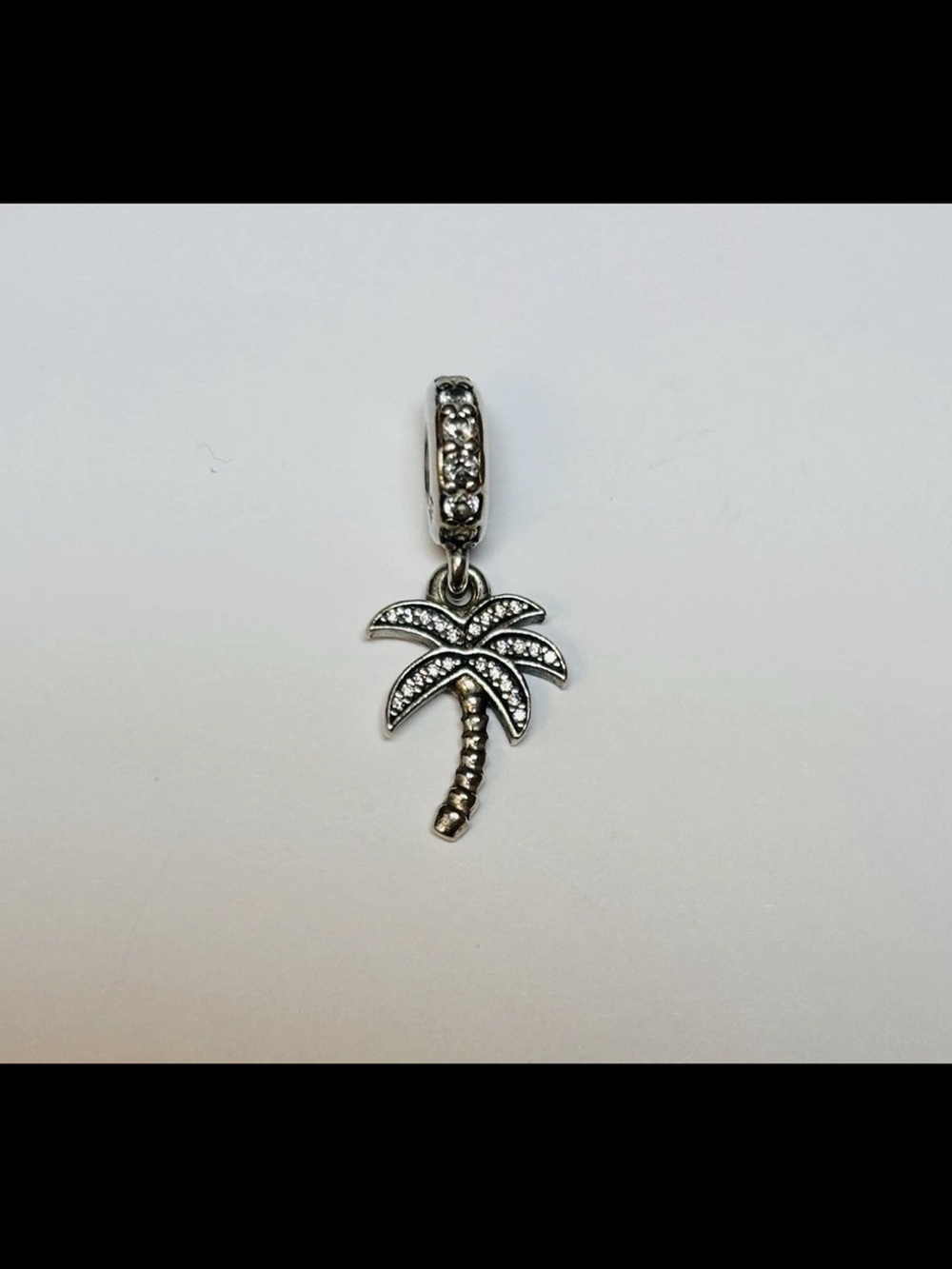 Retired Pandora Silver Sparkling Palm Tree Dangle Travel Charm